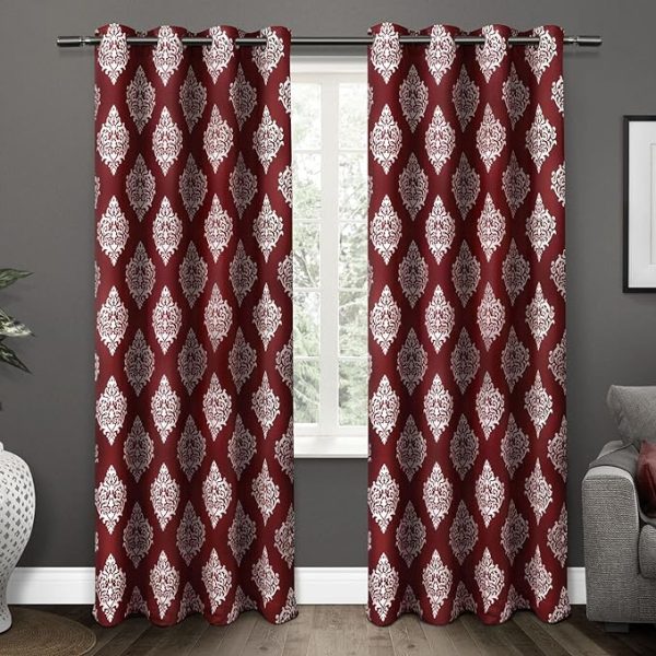 Damask Digital Printed Curtain Pair